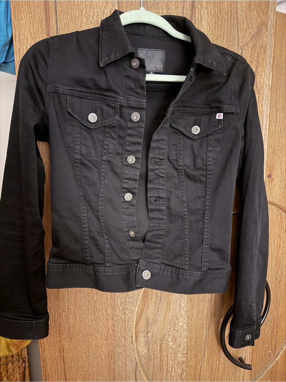 Ag Adriano Goldschmied Black Denim Trucker Jacket